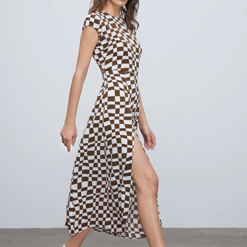 Commense Geometric Cap Sleeve Midi Dress NWT